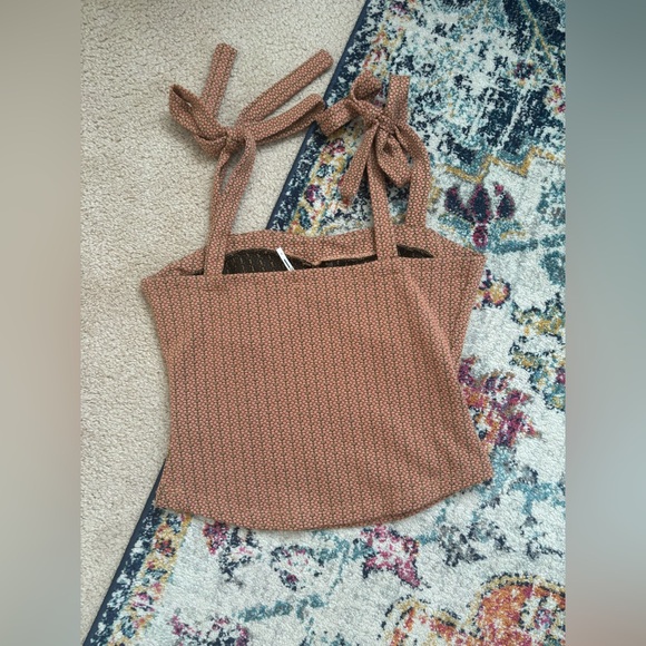 Size S Free People Knit Tanktop Tie Sleeve Floral Bustier - Picture 2 of 3